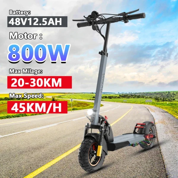 800W Electric Scooter – 48V Battery, 10" Tires, Foldable Design