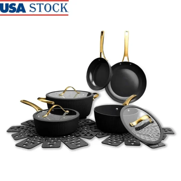 12-Piece Non-Stick Cookware Set – Induction Base, Ceramic Coating