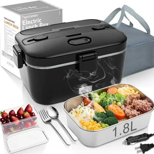 1.8L Heated Electric Lunchbox – 100W, Portable for Car/Home