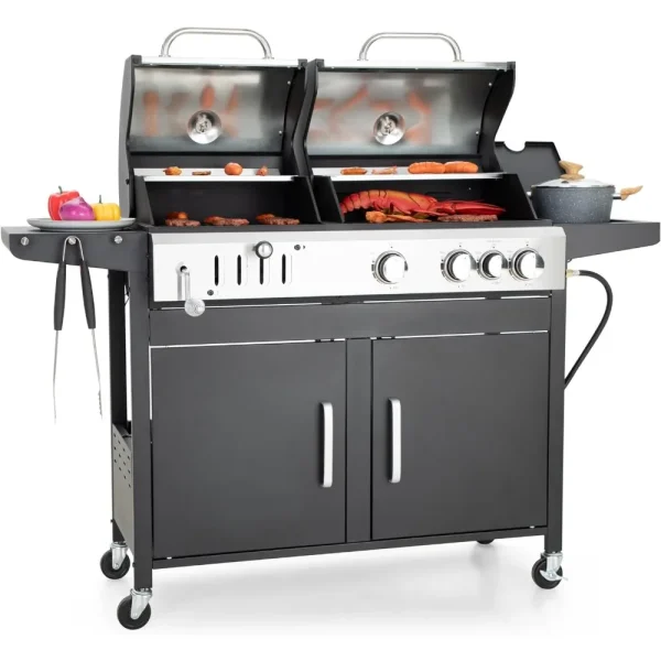 Dual Fuel Propane & Charcoal Grill with Side Burner
